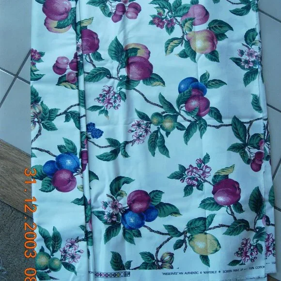 Home Decorator Fabric Green Textured and Fruit Pattern, 5 yards total - Picture 2 of 3